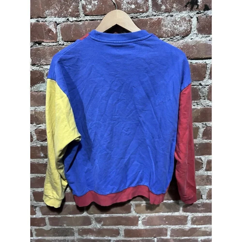 ASOS Design Colorblock Crewneck Sweatshirt Small Red Blue